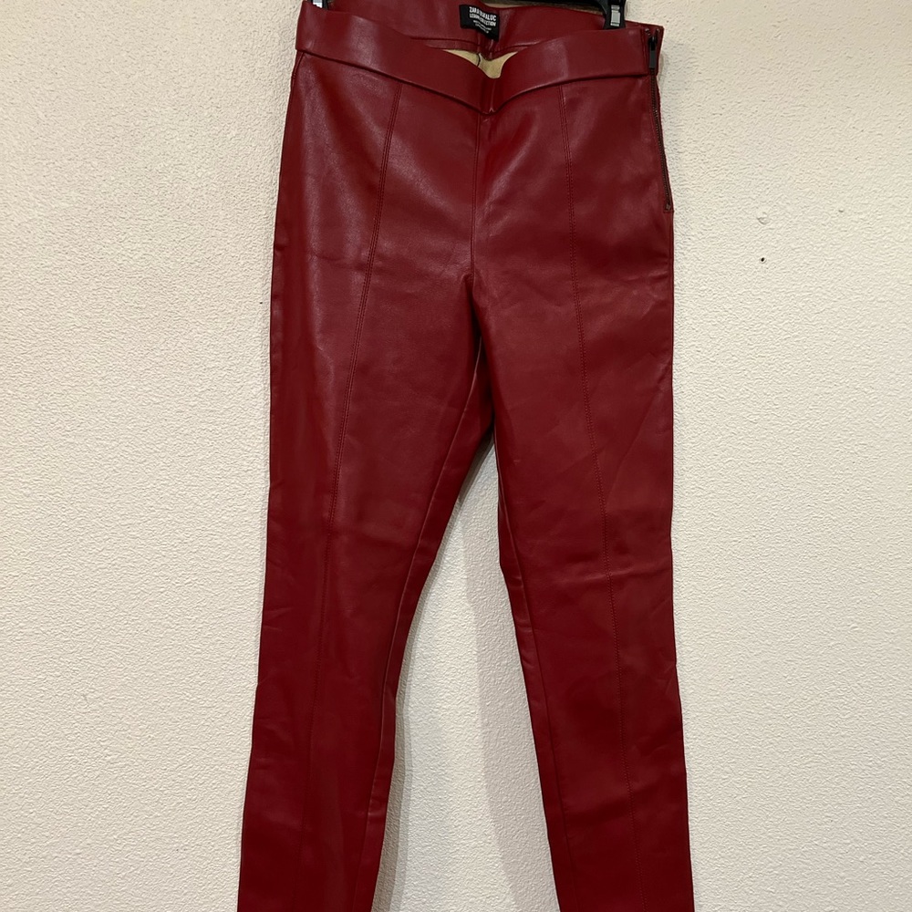 Leather Red Zara Pants
